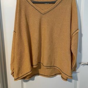 Cozy mustard Pol V neck top